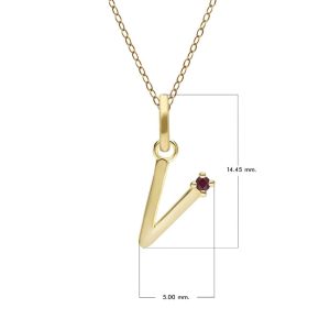 Preliminary Ruby Letter Necklace In 9ct Yellow Gold