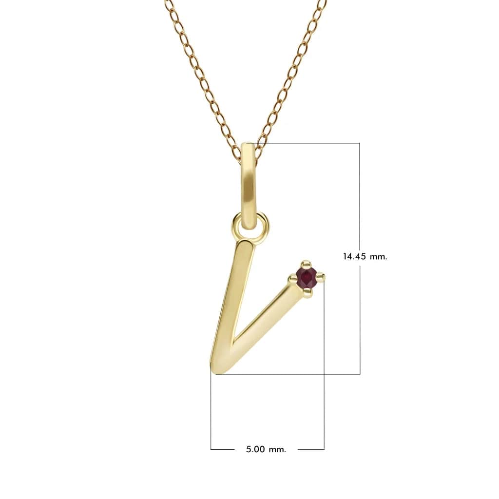 Preliminary Ruby Letter Necklace In 9ct Yellow Gold