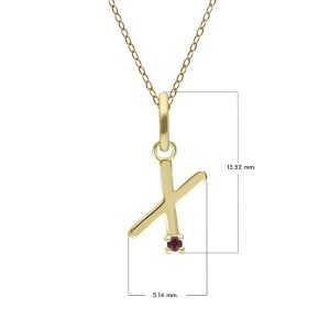 Preliminary Ruby Letter Necklace In 9ct Yellow Gold