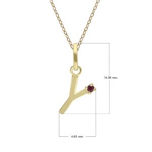 Preliminary Ruby Letter Necklace In 9ct Yellow Gold