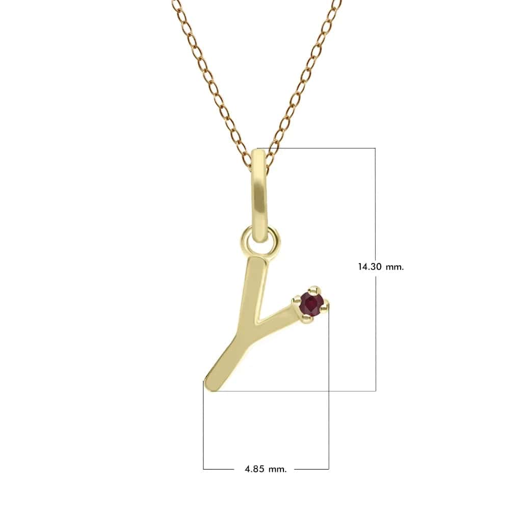 Preliminary Ruby Letter Necklace In 9ct Yellow Gold