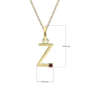 Preliminary Ruby Letter Necklace In 9ct Yellow Gold