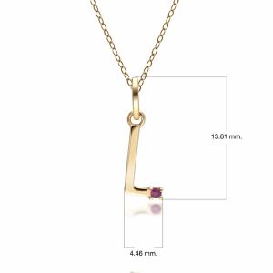 Preliminary Ruby Letter Necklace In 9ct Yellow Gold