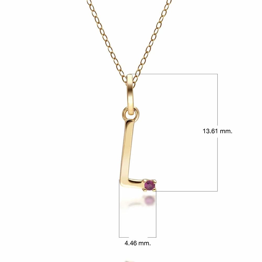 Preliminary Ruby Letter Necklace In 9ct Yellow Gold