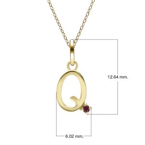 Preliminary Ruby Letter Necklace In 9ct Yellow Gold