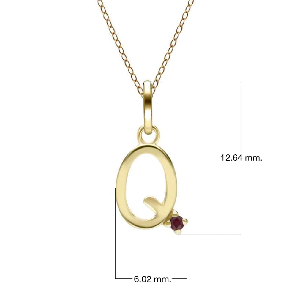 Preliminary Ruby Letter Necklace In 9ct Yellow Gold