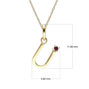 Preliminary Ruby Letter Necklace In 9ct Yellow Gold