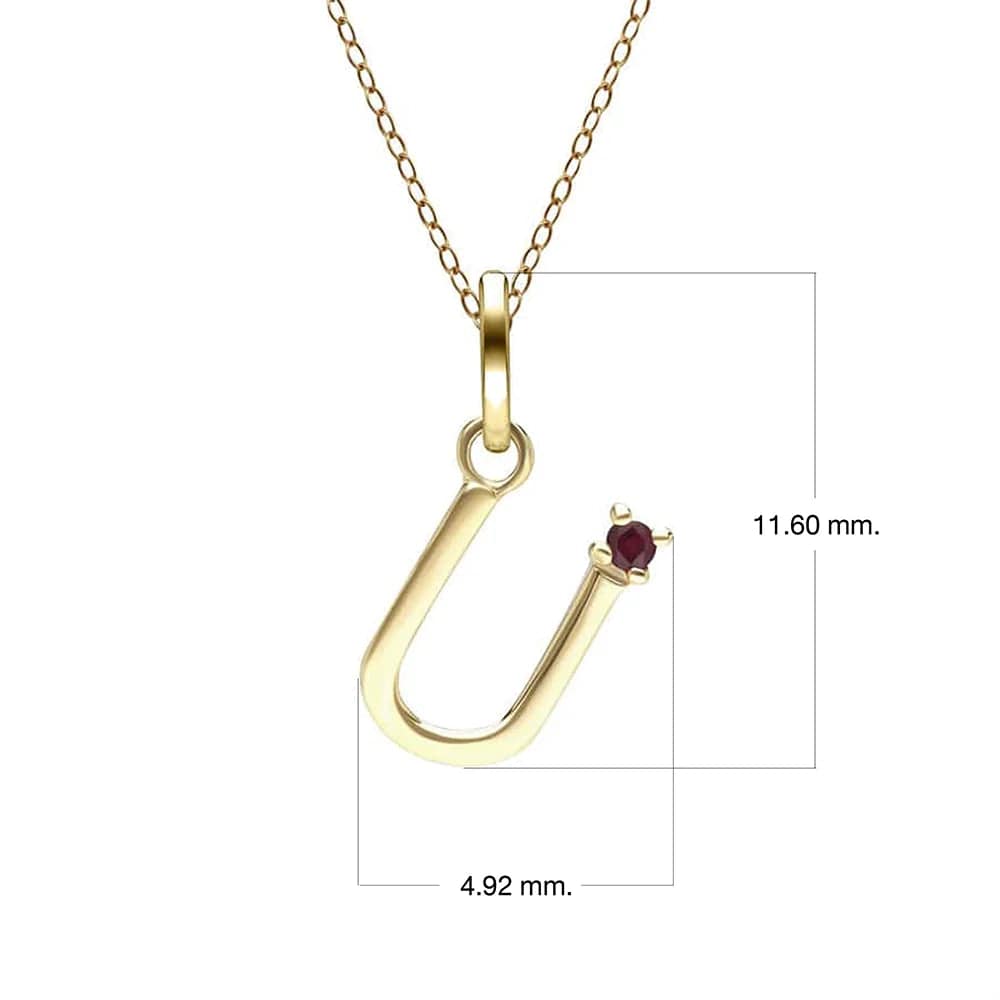 Preliminary Ruby Letter Necklace In 9ct Yellow Gold