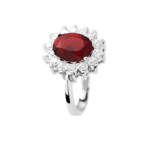 Diadema Womens – Ring – Pure White Collection – Red Sterling Silver – One Size