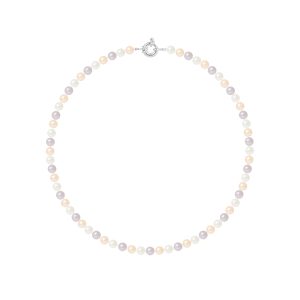 Diadema Womens – Necklace – Real Freshwater Pearls – Pastel Multicolour – Silver – One Size