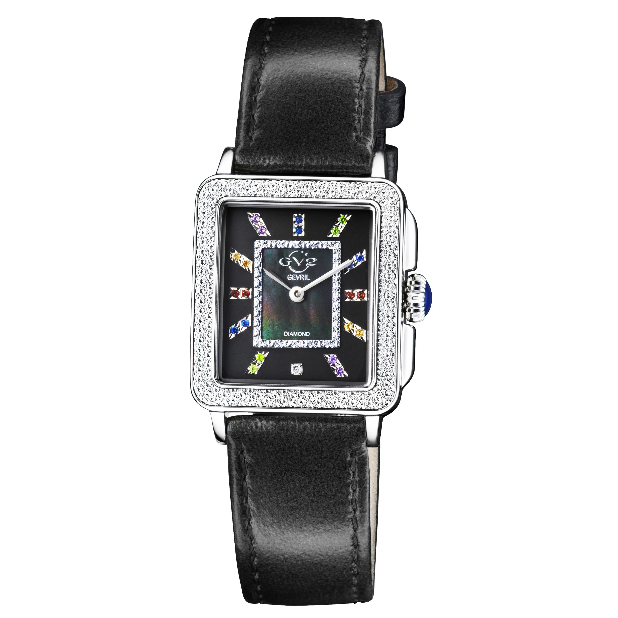 Gv2 Womens Padova Gemstone multi colour metal watch - Black Leather-based - One Measurement