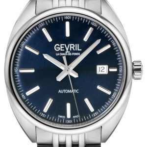Gevril Five Points Mens 48701 Swiss Made Automatic Sellita SW200 Stainless Steel Luminous Date Watch – Silver – One Size