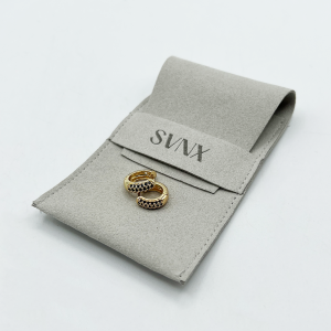 SVNX Womens Diamante Huggie Hoop Earring in Gold and and Black – One Size