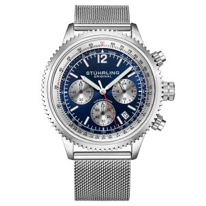 Stührling Mens Monaco 4015 44mm Chronograph – Silver – One Size
