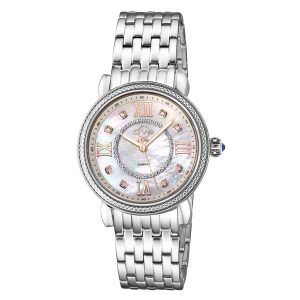 Gv2 Womens Marsala 9860B Swiss Quartz Diamond Stainless Steel Watch – Silver – One Size