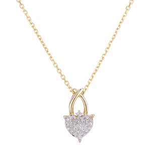 Diamant L’Eternel Womens 9ct Yellow Gold Diamond Center Pendant Necklace in Kiss Design – Measurement P 1/2
