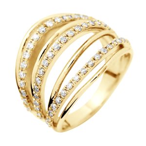 Diadema Womens – Ring – Prestige Jewelery – Diamonds – Yellow Gold – White – Size L 1/2