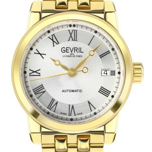 Gevril Mens Madison 2575 Swiss Automatic Movement Sellita SW200 Yellow Gold Stainless Steel Limited Edition Date Watch – One Size