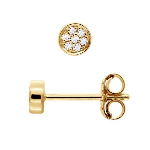 Diadema Womens – Earrings with Diamonds – Yellow Gold – White – One Size