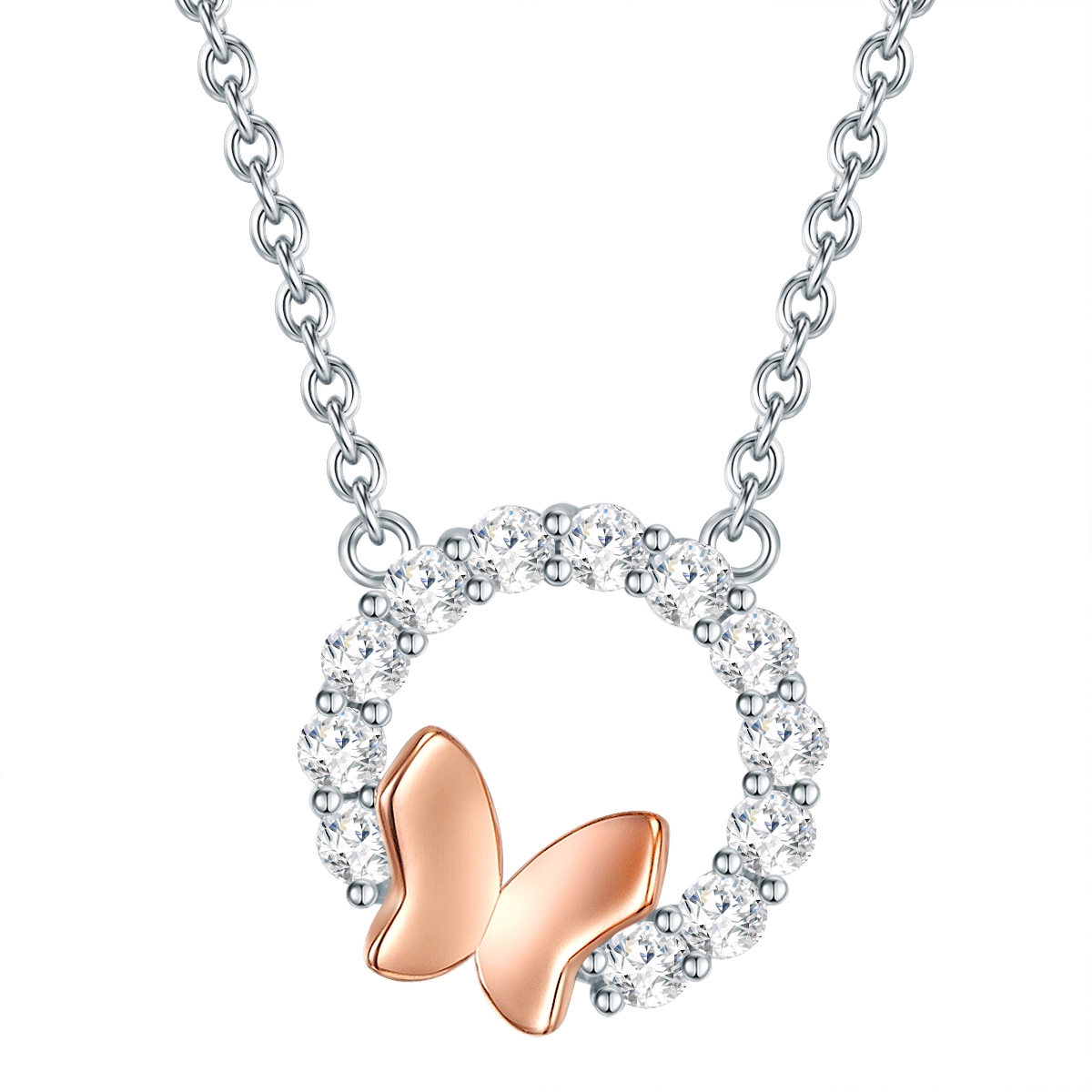 Rafaela Donata Womens Feminine Sterling Silver Necklace - Silver & Rose Gold - Dimension 40cm