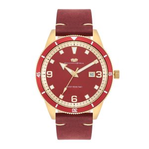 Rhodenwald & Söhne Mens Male Genuine leather watch – Gold Stainless Steel (archived) – One Size