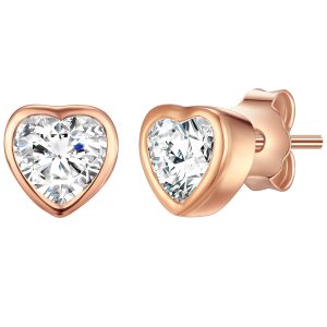 Rafaela Donata Womens Stud earring sterling silver rose gold zirconia white – One Size