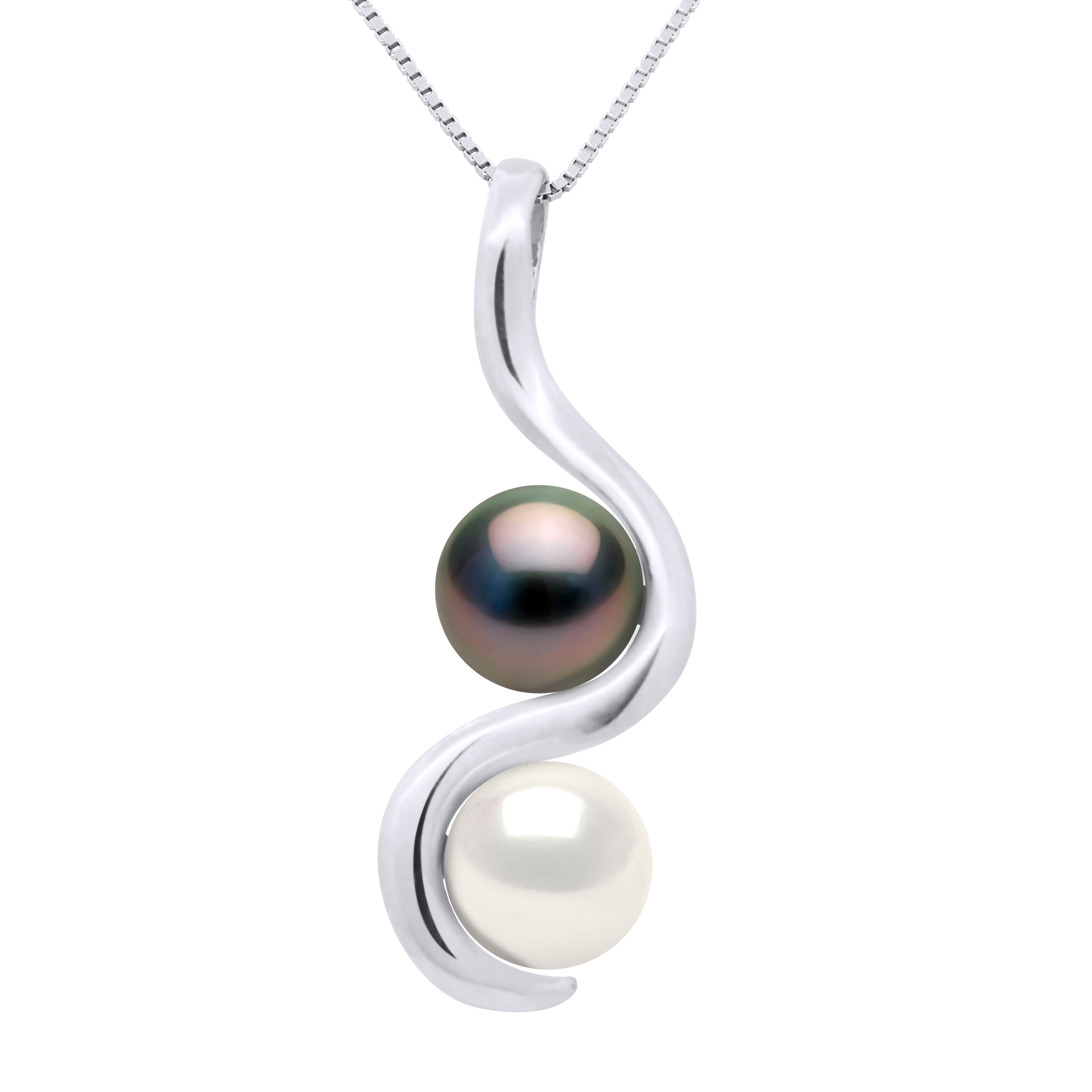 Diadema Womens - Necklace - You & Me - Real Freshwater Pearls - Silver - White - Natural - One Size