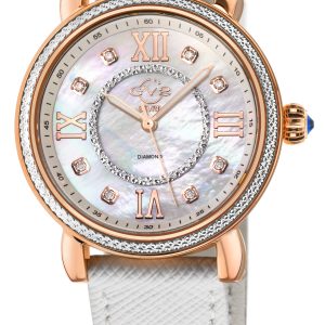 Gv2 Womens Marsala Diamond Swiss Quartz Genuine White Saffiano Vegan Leather Watch – One Size