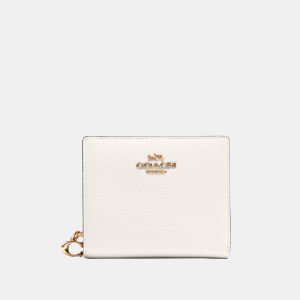 Coach Womens Refined Pebbled Leather Snap Wallet – Beige – One Size