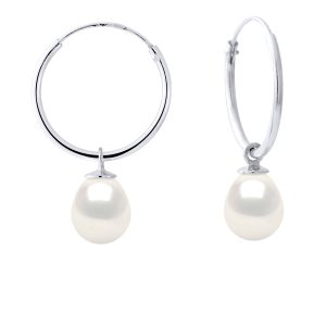 Diadema Womens – Earrings  Real Freshwater Pearls – White Silver – One Size