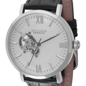 Rudiger : Stuttgart Mens White Watch.. – Black Leather – One Size