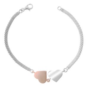 Orphelia WoMens 925 Sterling Silver Bracelet – Silver/Rose ZA-7104 – Silver & Rose Gold – One Size