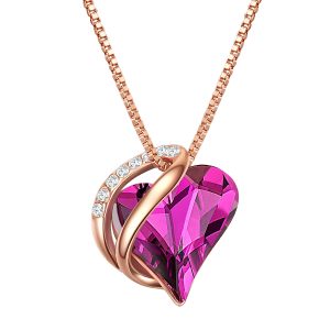Rafaela Donata Womens Necklace with pendant sterling silver rose gold decorated swarovski crystals amethyst white – Measurement 45cm
