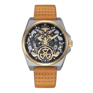 Heritor Automated Mens Romero Leather-based-Band Watch – Silver & Gold Stainless Metal – One Measurement