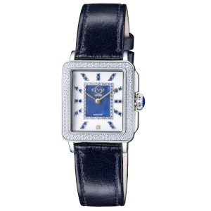 Gv2 By Gevril 12332 WoMens Padova Gemstones Swiss Diamond Watch – Black Leather – One Size