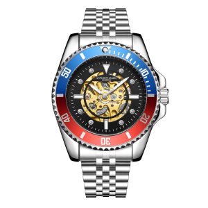Anthony James Mens Hand Assembled Limited Edition Skeleton Sports Automatic Steel – Silver Stainless Steel – One Size
