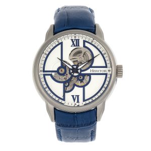 Heritor Automatic Mens Sanford Semi-Skeleton Leather-Band Watch – Blue Stainless Steel – One Size