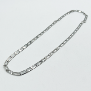 SVNX Mens Flat Linked Chain Necklace in Silver – One Size