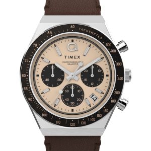 Timex Q Diver Chrono Mens Brown Watch TW2W51800 Leather (archived) – One Size