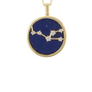 Latelita Womens Zodiac Lapis Lazuli Gemstone Star Constellation Pendant Necklace Gold Taurus – Blue Sterling Silver – One Size