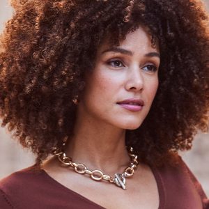 Sosandar Womens Gold Chunky Contrast Toggle Detail Necklace – Silver & Gold – One Size