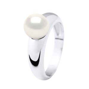 Diadema Womens – Ring Real Freshwater Pearls – White Silver – Size S