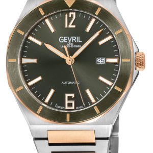 Gevril Mens Top Line 48405B Swiss Automated Sellita SW200 Watch – Silver & Rose Gold Stainless Metal – One Dimension