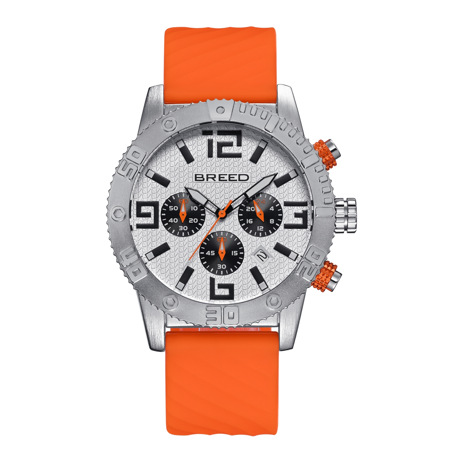 Breed Mens Double Agent Chronograph Watch with Date - Silver Stainless Metal - One Measurement