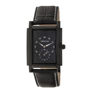 Heritor Computerized Mens Frederick Leather-based-Band Watch – Black Stainless Metal – One Dimension