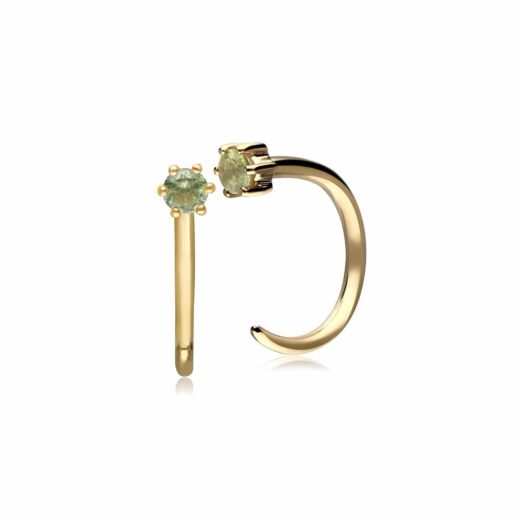Peridot Pull Via Hoop Earrings in 9ct Yellow Gold