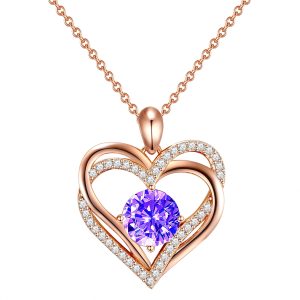 Rafaela Donata Womens Necklace with pendant sterling silver rose gold embellished swarovski crystals violet zirconia – Size 40cm