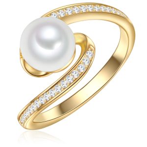 Valero Pearls Womens Female Sterling Silver Ring – Gold – Size M