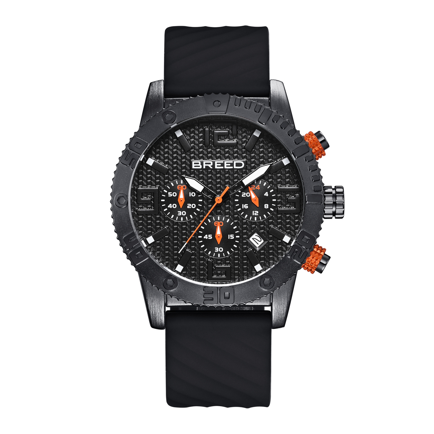 Breed Mens Double Agent Chronograph Watch with Date - Black Stainless Metal - One Measurement