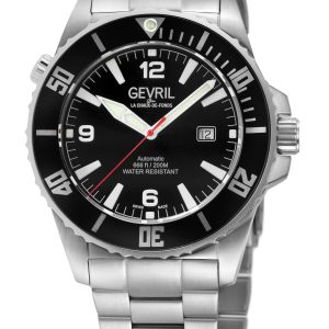Gevril Mens Canal Boulevard Swiss Computerized 3 Palms, Sellita SW200 Motion, two toned 316L Stainless Metal SS/IPYG Bracelet. – Silver – One Dimension